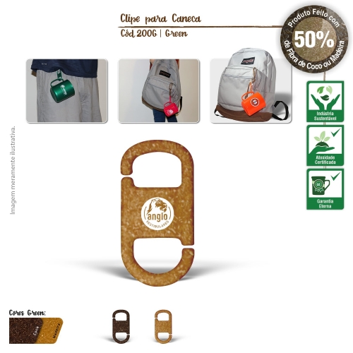 Copos personalizado, Canecas personalizada, Long drink personalizado - Clipe para Caneca Ecológico de Fibra de Coco ou Madeira